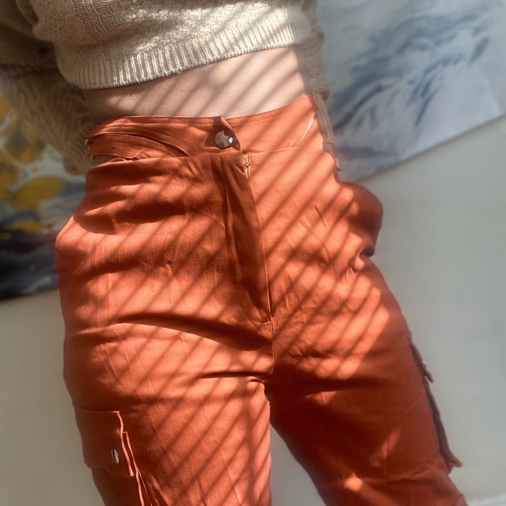 Rust High waisted Thong Jeans